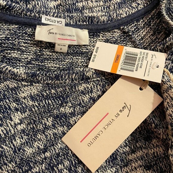 TWO by VINCE CAMUTO Women's Indigo Knit Open Shoulder Sweater - Small - NWT $79 - Picture 6 of 6